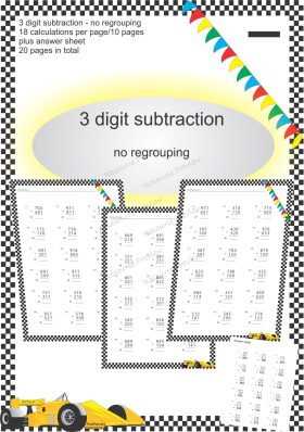 Subtraction algorithm 3 digit (without regrouping)