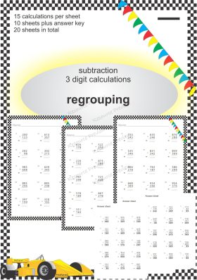 Subtraction algorithm 3 digit  (regrouping)