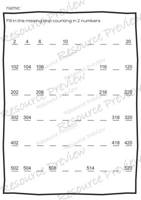 Skip counting 1 2 5 10+ pack
