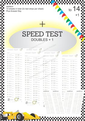 Number Facts Speed Tests: Doubles+1 to 14 (addition)