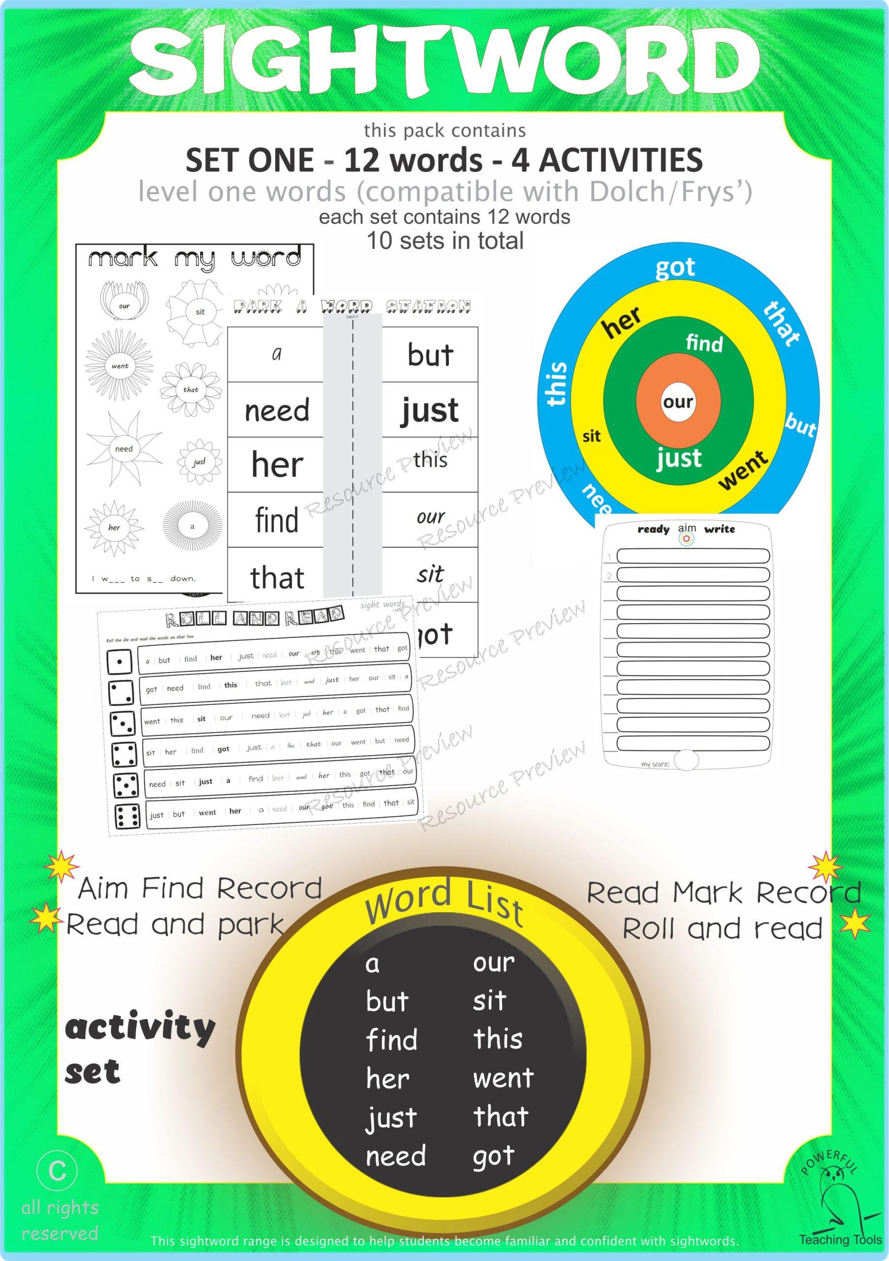 Sight word activities Lv1-1