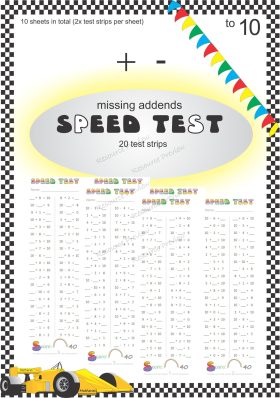 Number Facts Speed Tests: Rainbow facts to 10 (missing addends)