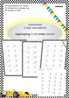 Subtraction algorithm 3 digit (regrouping ones column)