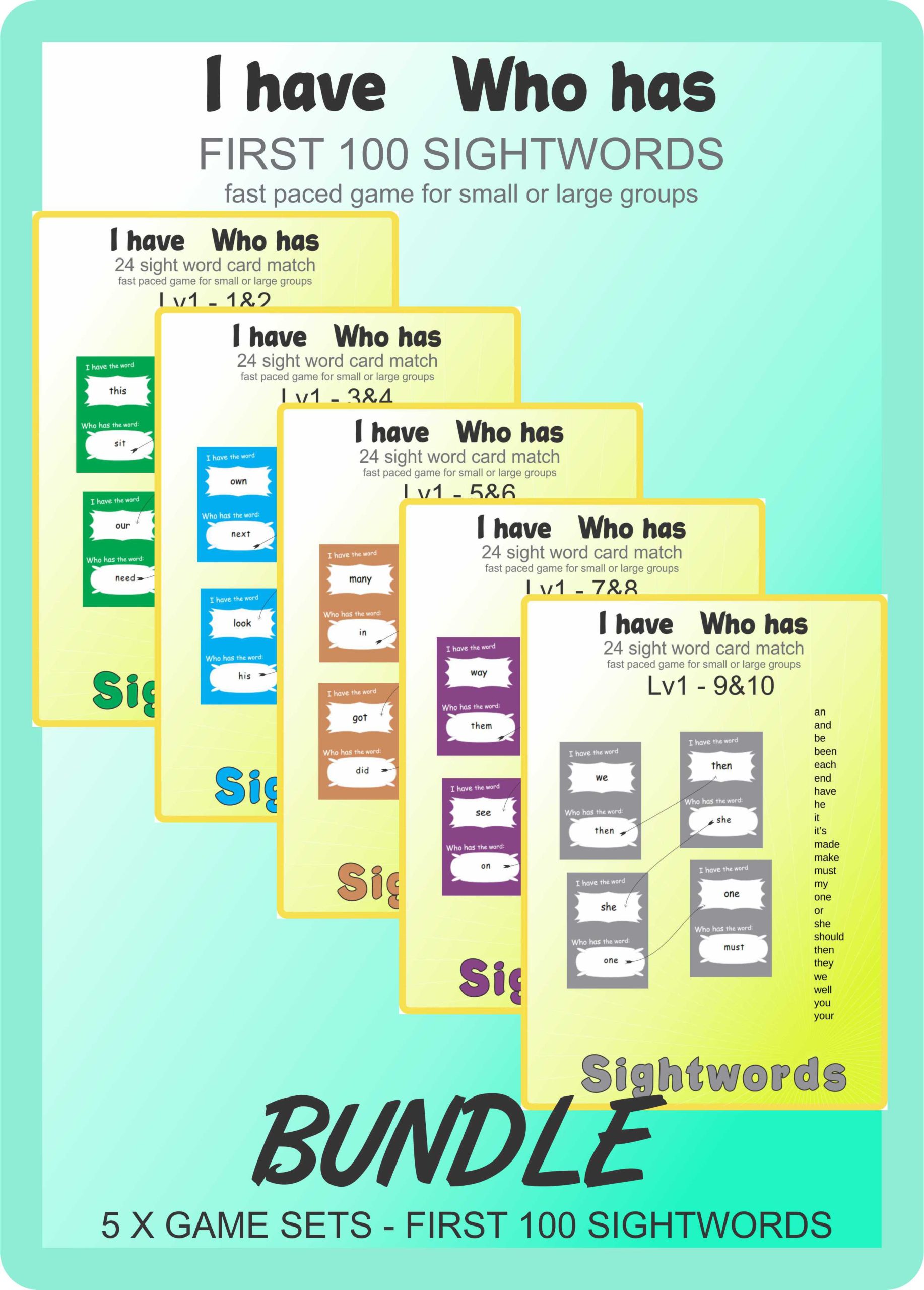 *BUNDLE I have Who has - Sightword First 100